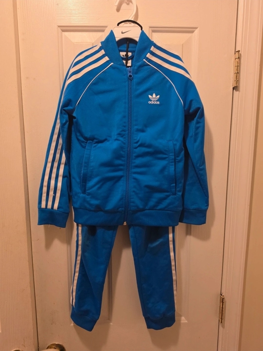 Adidas Kids Blue 3-Stripe Track Jacket & Pants Set SIZE 7/8